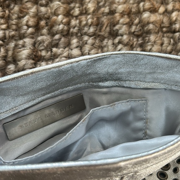 Steve Madden Vintage Silver Grommet Leather Clutch